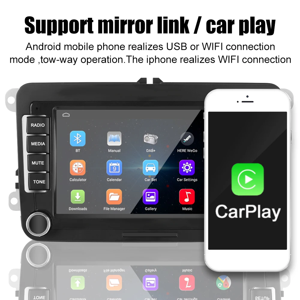 $72.09 2 Din Android 10.1 Car Radio 1G+16G Bluetooth WiFi GPS 7 Inch Multimedia Player For VW/Volkswagen Seat Skoda Golf Passat