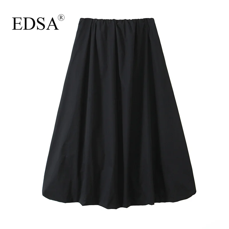 Юбка-миди с бантом EDSA Женская черная Повседневная элегантная летняя юбка