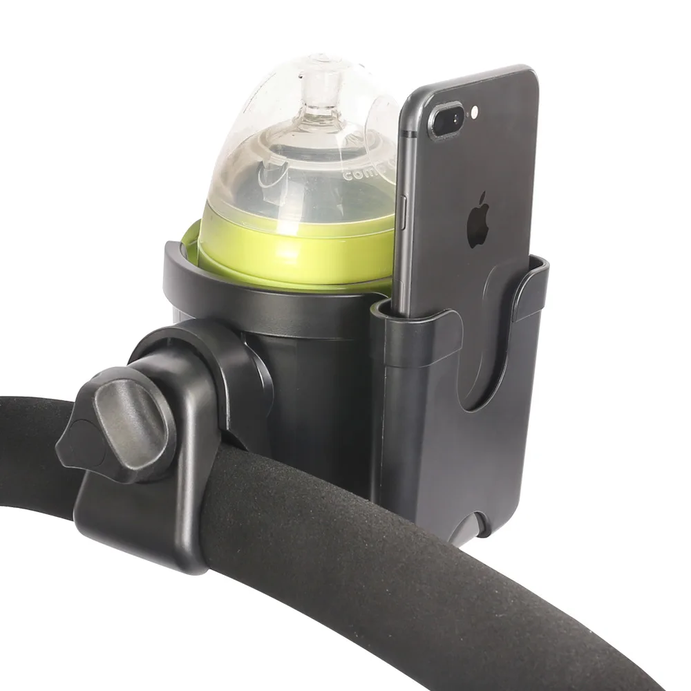 

Baby Stroller Cup Phone Holder Universal Milk Bottle Holder With Mobile Phone Case Carriage Bicycle Accessories 360 Rotatable