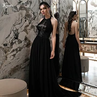 xijun black halter prom dresses noble mermaid ruched bodycon glitter sequin dresses for women backless erogenous evening gowns