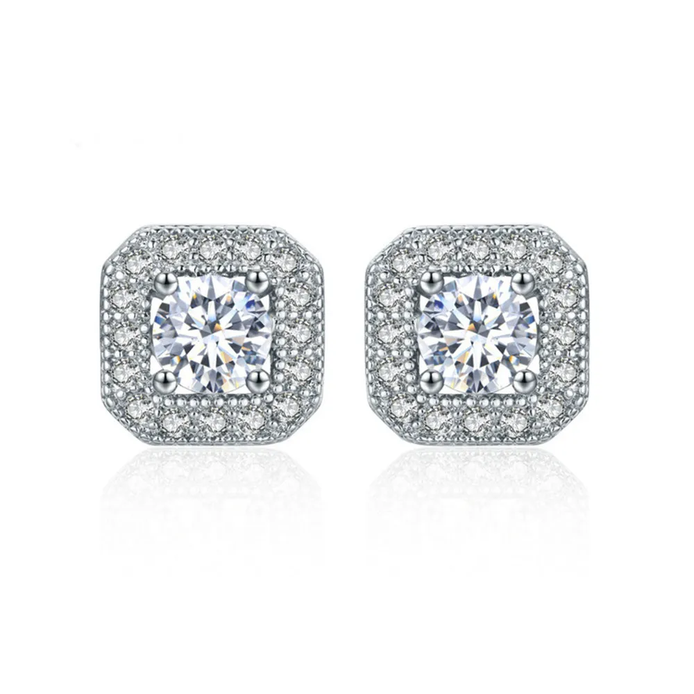 

Huitan 2023 New Design Stud Earrings with Brilliant Round Cutting CZ Prong Setting Dainty Engagement Wedding for Women