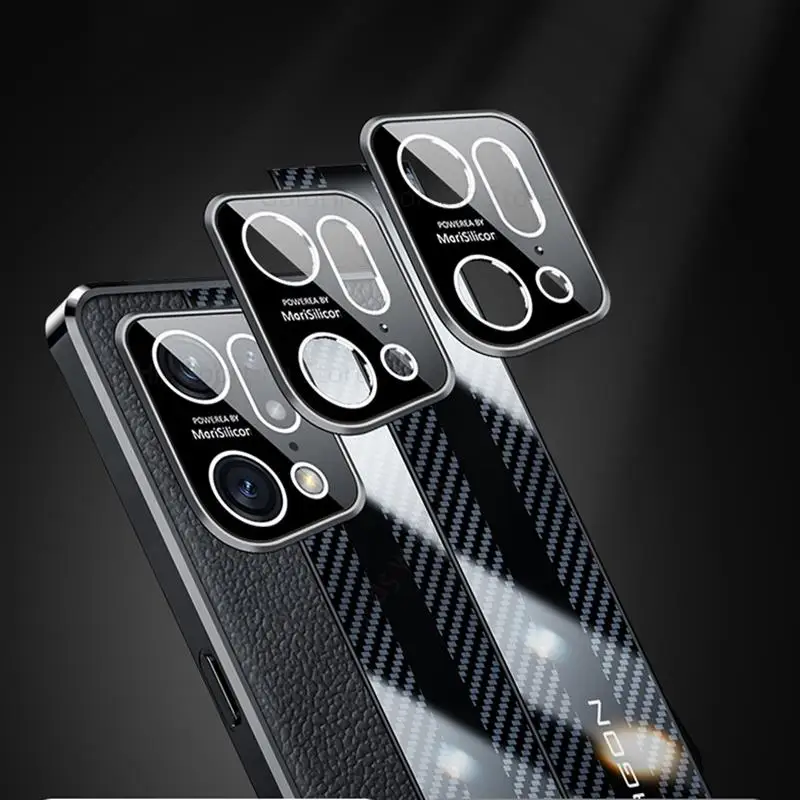 For Oppo Find X5 Pro Genuine Leather Phone Case For OPPO Find X5 Carbon Fiber Protective Cover For Find X5 Pro 6D Plating Cover
