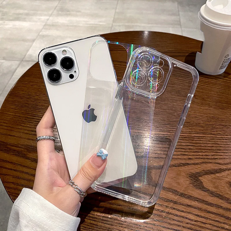 Чехол С Рисунком бабочки и лазерным градиентом Радужный акриловый чехол для iPhone