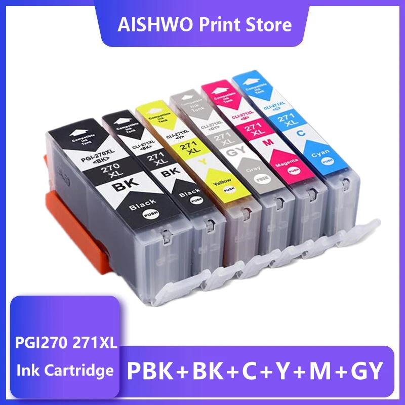 

6 colors Compatible ink cartridge PGI270 CLI271 for Canon PIXMA TS6020 TS5020 MG5720 MG5721 MG5722 MG6820 MG6821 MG6822 MG7720