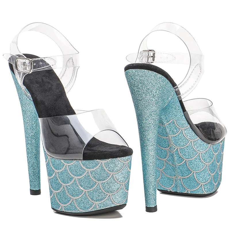 Leecabe 17CM/7Inch Clear  Pvc Upper  Women's Platform Sandals  party High Heels Pole Dancing Shoes