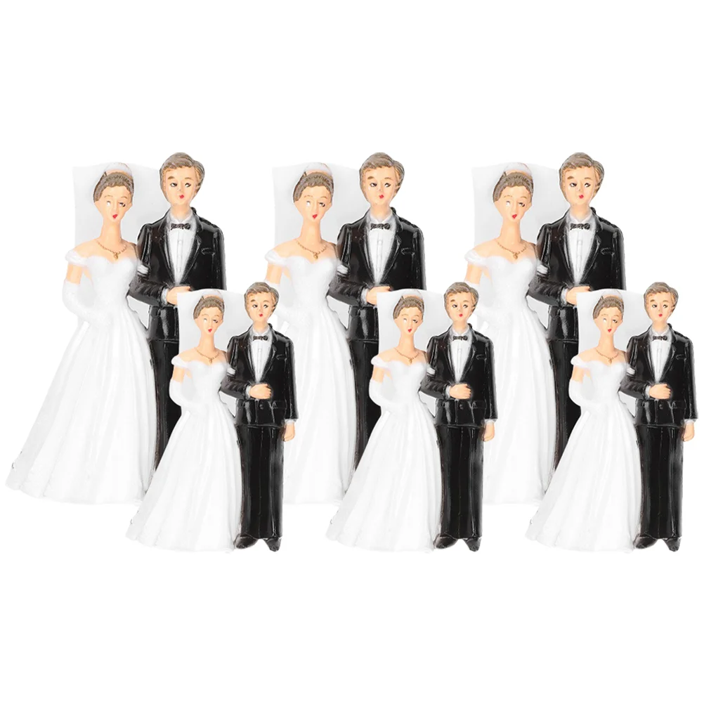 

6 Pcs Wedding Ornaments Bride Groom Figurines Sculpture Romantic Decorations Couple Adorn Plastic Cake