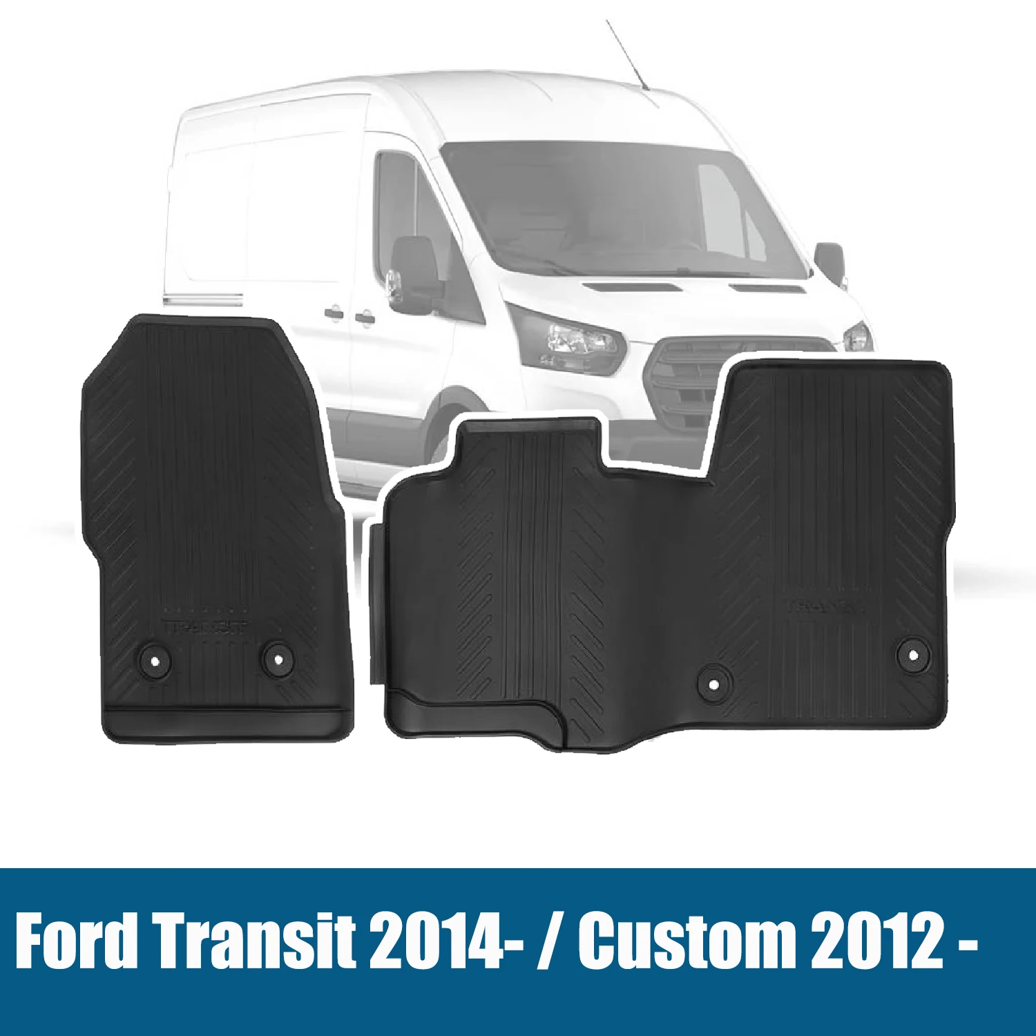 Фото Комплект передних резиновых ковриков для Ford Transit Mk8 2014-2019 Mk9 2020- Custom 2012-2023 ТОЛЬКО ручной коробки передач RHD 2047030 №1