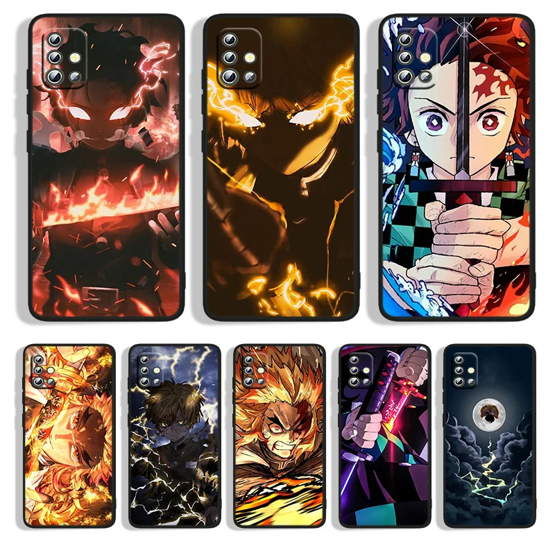 

Anime Demon Slayer Phone Case For Samsung A91 A73 A72 A71 A53 A52S A42 A33 A32 A23 A22 A13 A12 A03S Black Funda Back Cover