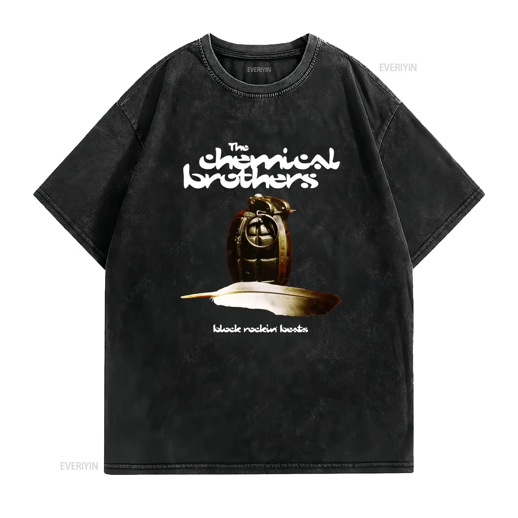 Фото Футболка Chemical Brothers в стиле электронной музыки (брейк-бит, бигбит, рок), с длинными или короткими рукавами, винтажная, с эффектом потертости, слегка растянутая. №2