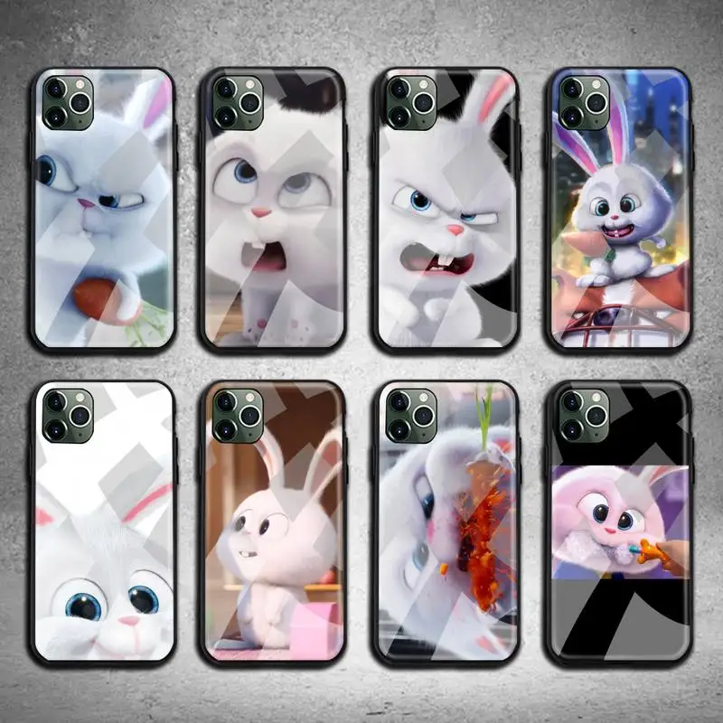 

Cute Cartoon Rabbit Phone Case Tempered Glass For iPhone 13 12 11 Pro Mini XR XS MAX 8 X 7 6S 6 Plus SE 2020 cover
