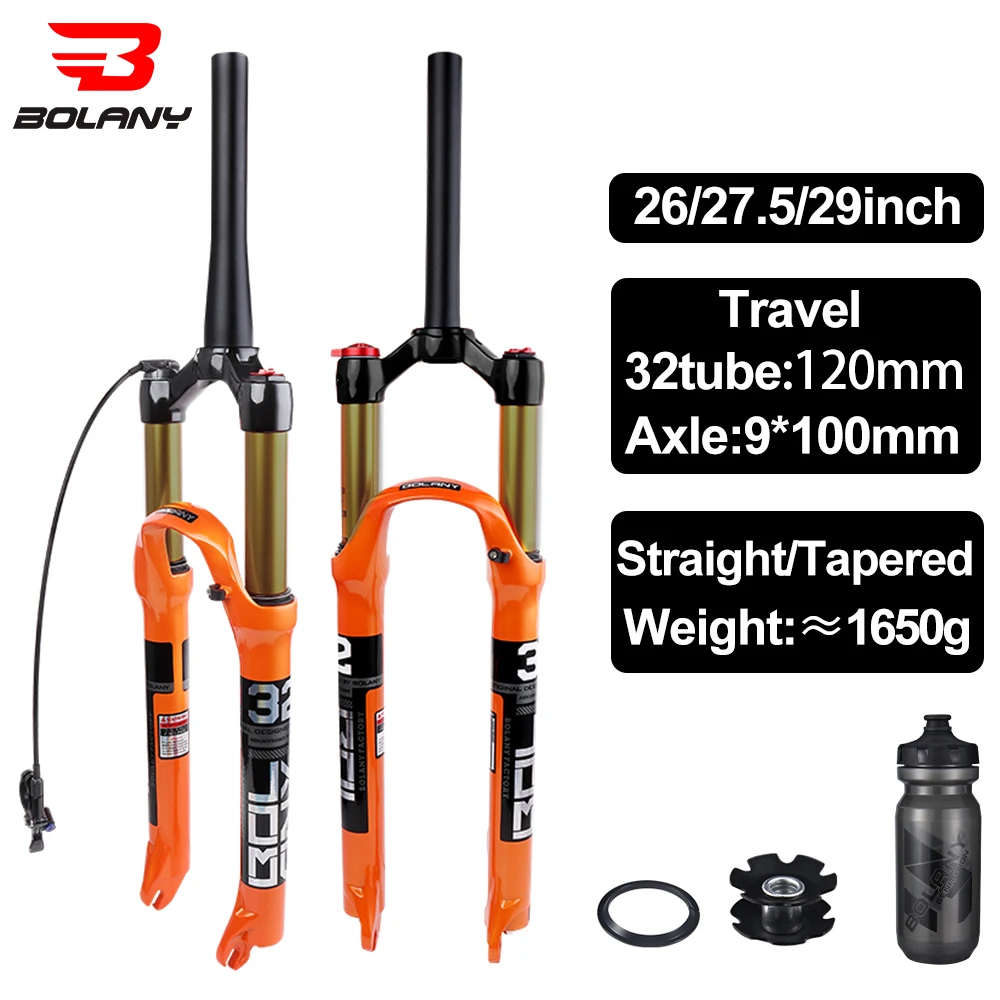 

Bolany MTB Bicycle Fork Magnesium Alloy Air Suspension 26 27.5 29 Inch 32 HL RL100mm Bike Fork Lockout For Cycling Accessories