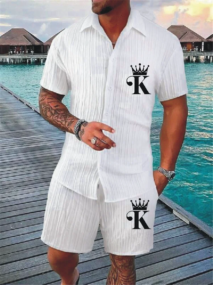 

New High-Quality Men's Classic Fashion Solid Color Stripe Two-Piece Men's Casual Summer 2023 Comfortable Suit