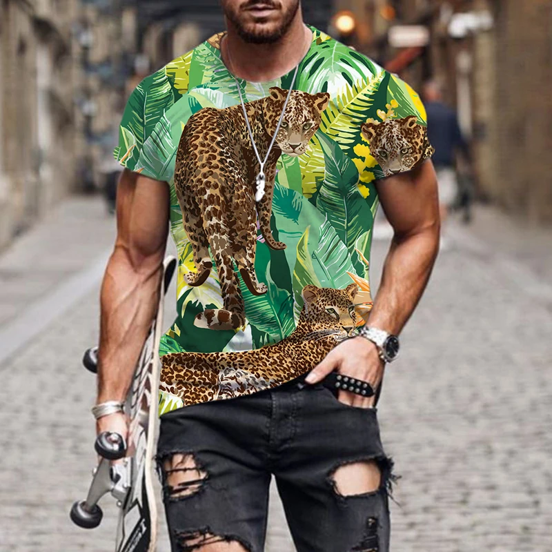 

Summer New Animal 3d Digital Print T-shirt men Casual Street Top
