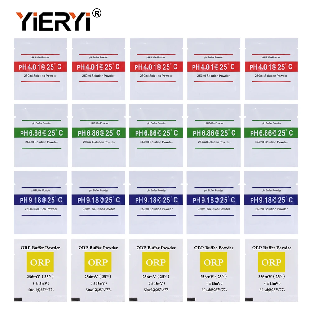 Буферный порошок для калибровки pH-метра yieryi  PH4.01 PH6.86 PH9.18 ORP 256MV KCL