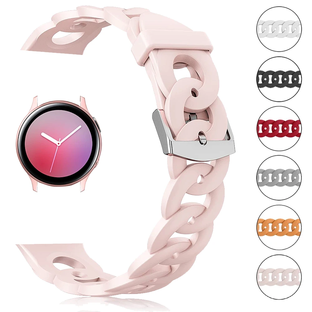 

Silicone Band for Samsung Galaxy Watch 3 41/45mm Watch 4 Classic 42/46 40/44mm Slim Smart Strap for Galaxy Active 2 42mm 46mm