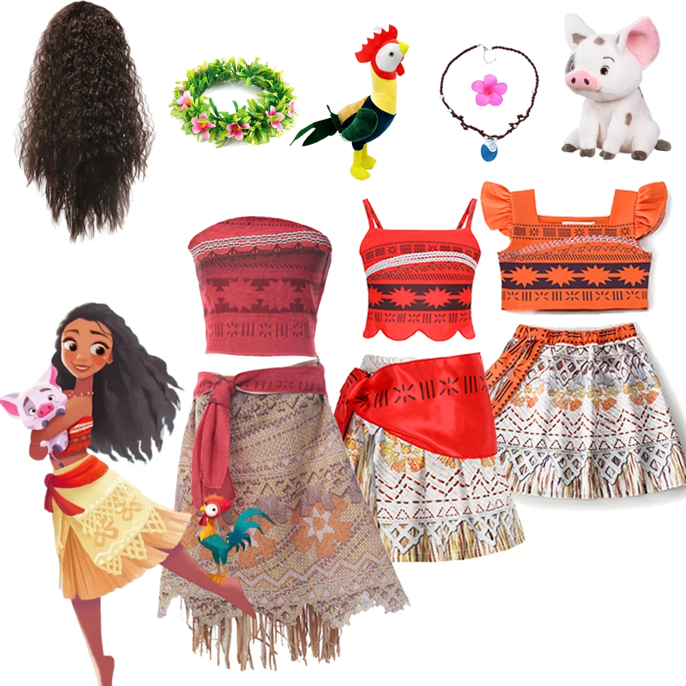 Платье Принцессы Диснея Моана платья ваяна для девочек косплей костюм на