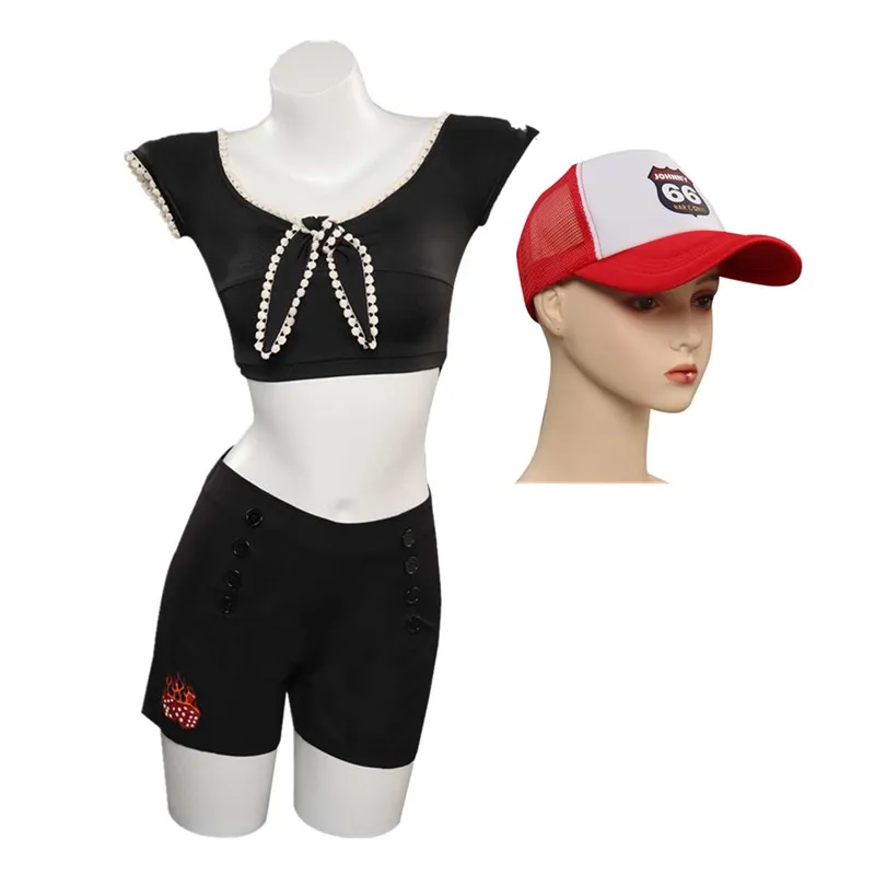

Rose Cosplay Costume TV Platonic Women Girls Summer Top Shorts Hat Set Outfits Halloween Carnival Party Suit