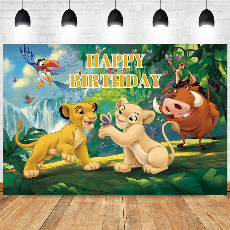 

Lion King Simba Backdrop Baby Shower Animal 1st Newborn Happy Birthday Party Photograph Background Photo Banner Decoration