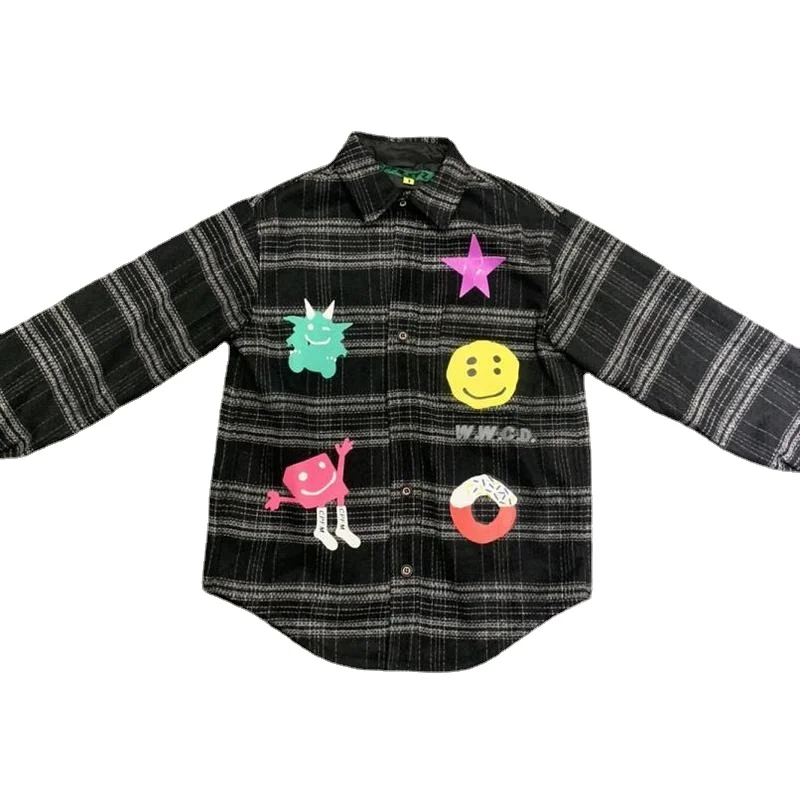 

22SS Vintage Plaid Foam Graffiti Print CPFM.XYZ Jackets Men Women EU Size 100% Cotton CPFM Coat Streetwear Winter Harajuku