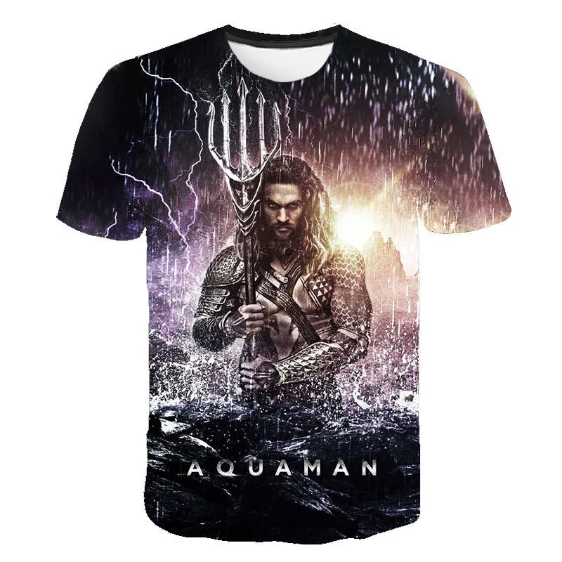 

Футболка мужская с 3D-принтом супергероев, модная уличная одежда из фильма Aquaman в стиле Харадзюку, тенниска для мальчиков, 2023
