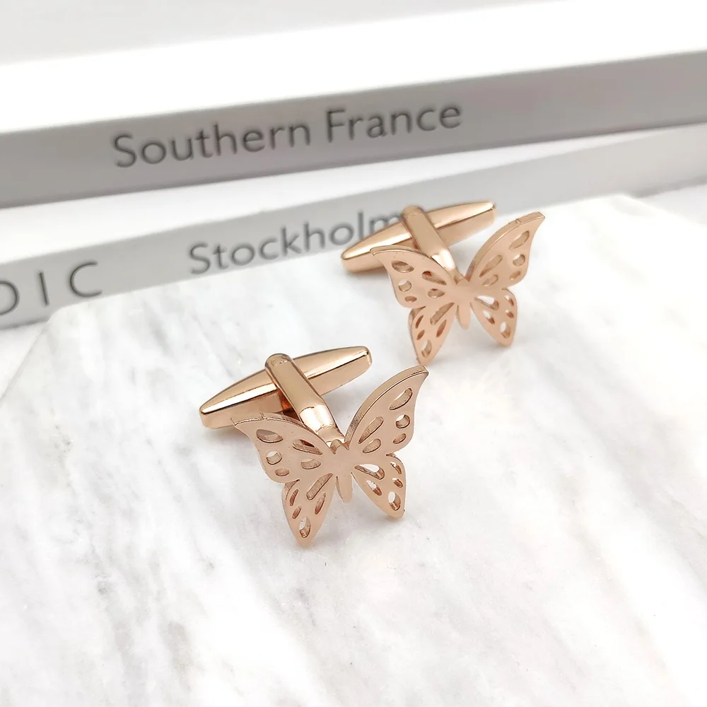 Men's And Women's Same Style Cufflinks Butterfly Elegant Fashion Shirt Stainless Steel Cufflinks Light Luxury Jewelry Wholesale