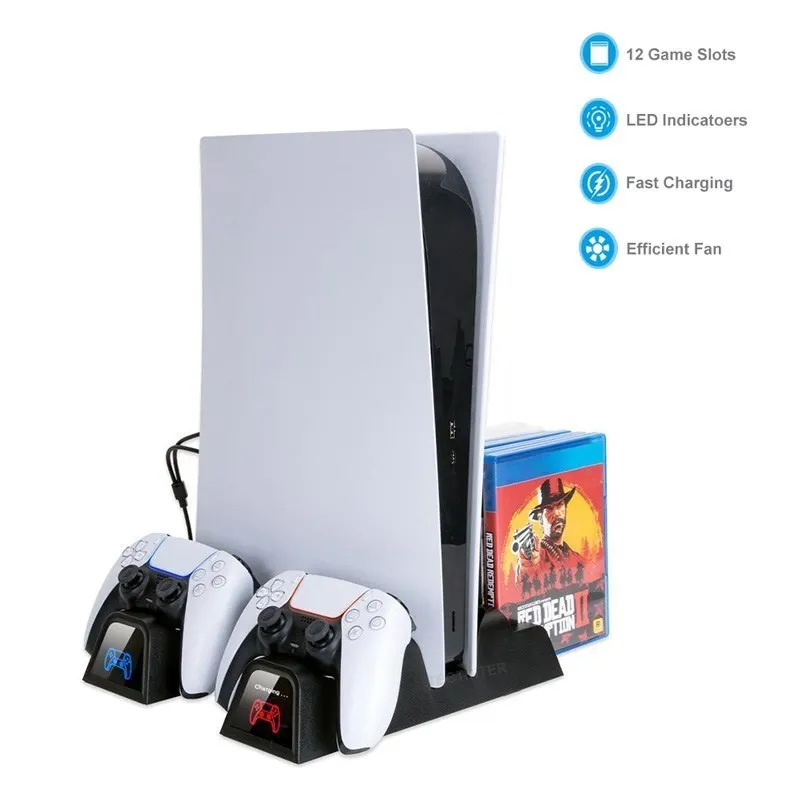 

Vertical Cooling Stand For PS5 Host Cooling Rack For PS5 Controller Fast Charging Stand For PlayStation 5 Console Accessories