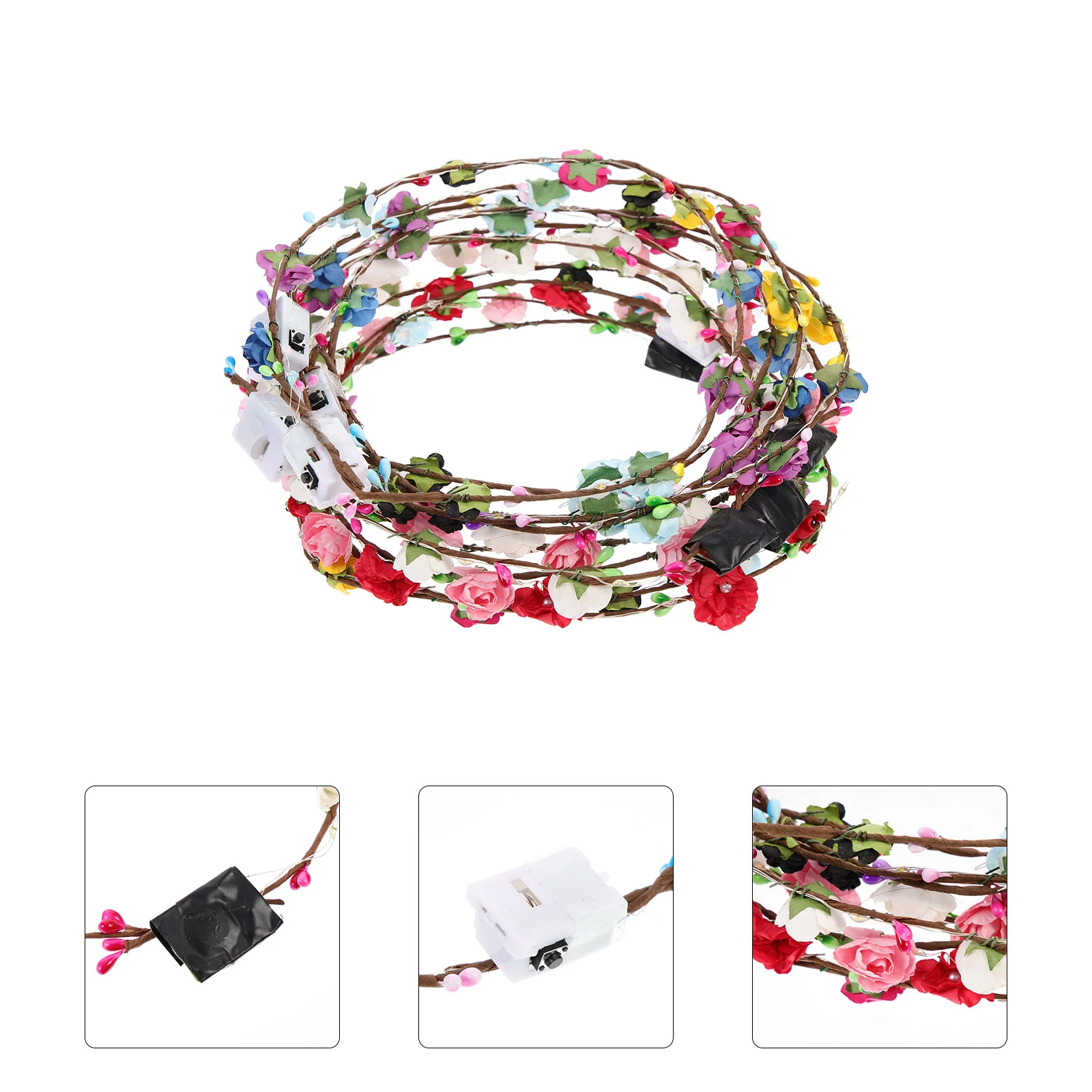 

10Pcs Floral Headpiece LED Luminous Flower Crown Headband Wreath Headdress