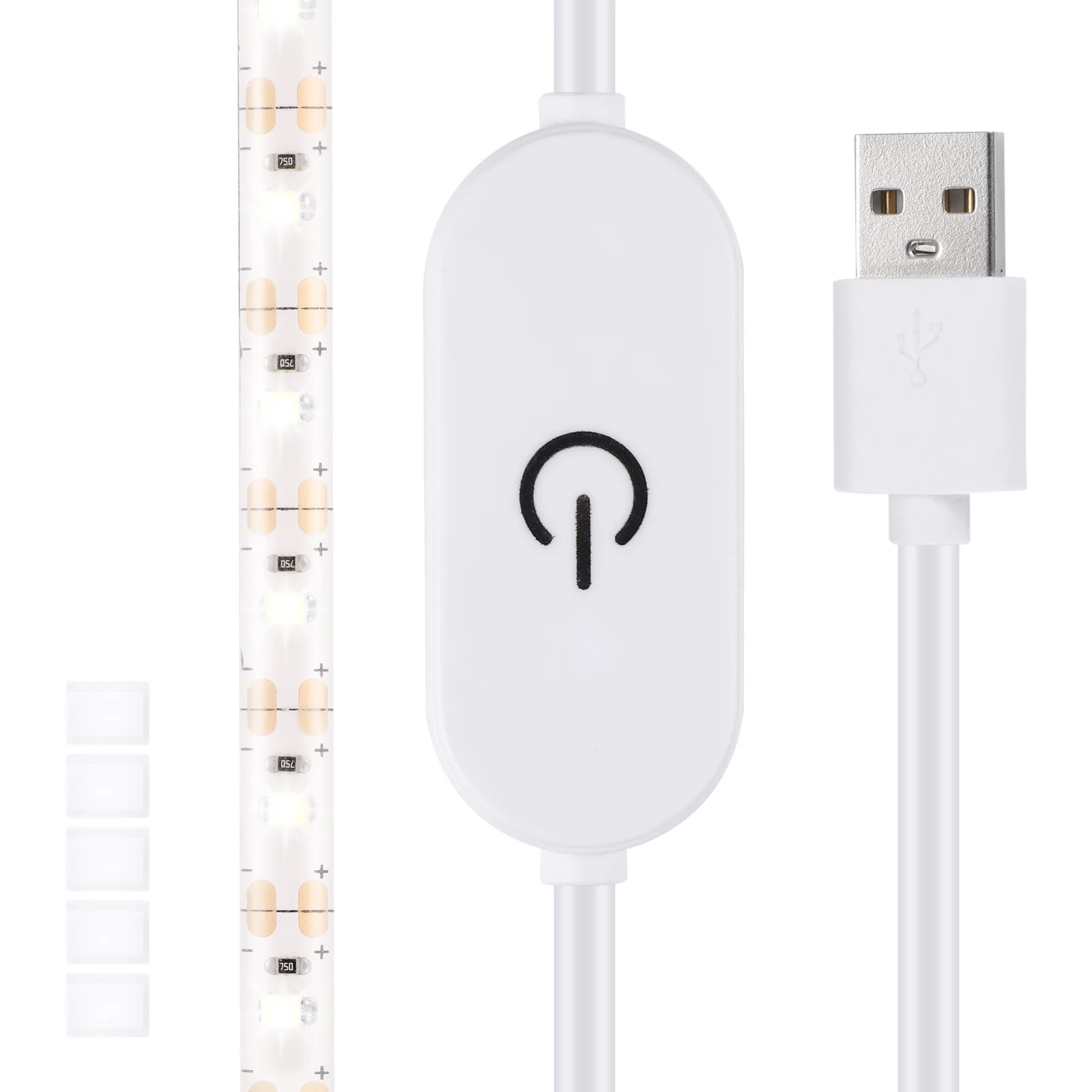 Самоклеящаяся световая лента Mobestech 2 метра 5 В USB 6500 К холодный белый свет