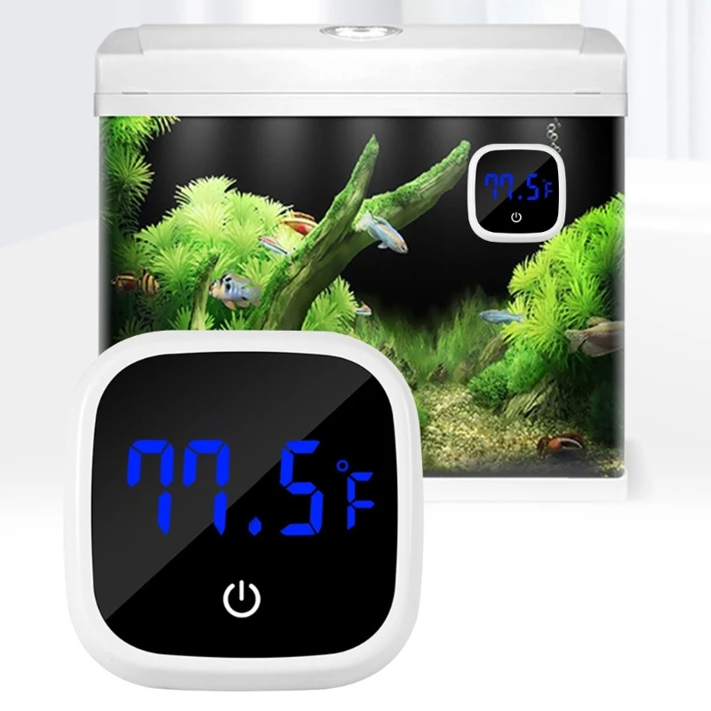 

LED FishTank Thermometer Small Size Temperature Measuring Thermometer with LED-Screen Stick-on Tanks