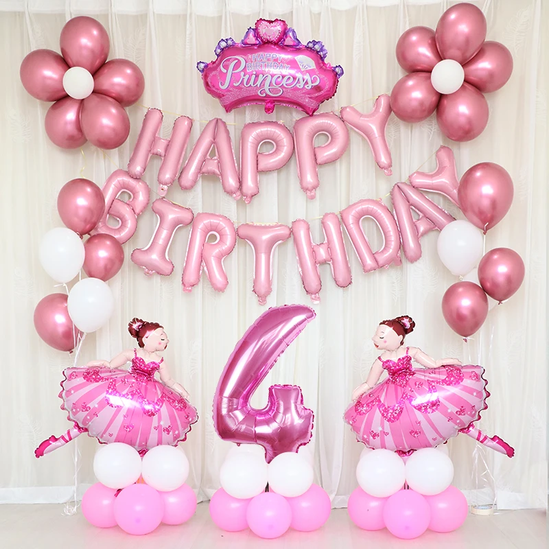 63 шт. фольгированные гелиевые воздушные шары для девочек 1-9 лет