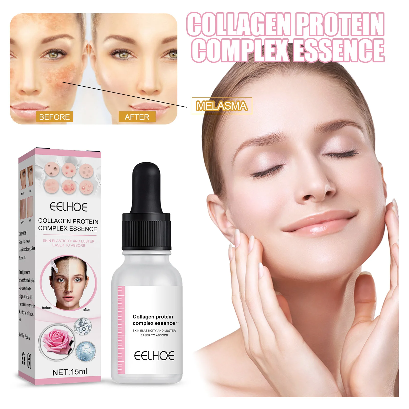 

New 15ml Sheep Placenta Collagen Essence Lifting Firming Improve Skin Tone Fade Spots Shrink Pore Hyaluronic Anti-wrinkle Serum