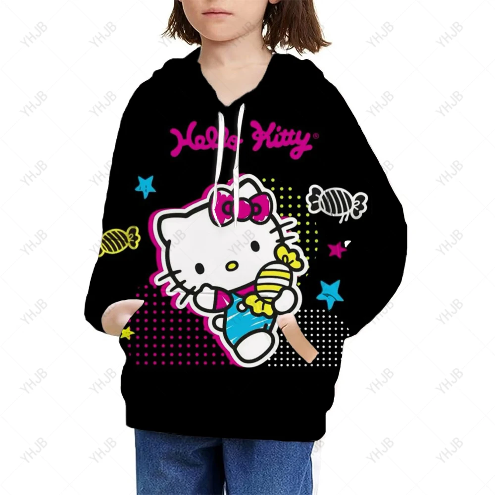 

Children Clothing Japan Korean Style Autumn Spring Baby Girls Casual Hello Kitty 3D Print Sweatshirts T-shirt Kids Pullover Tops