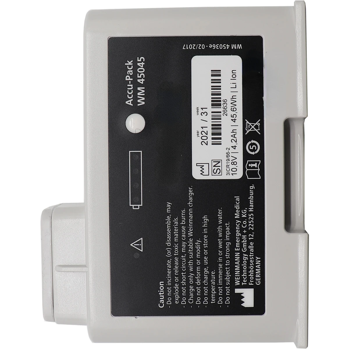 Сменный аккумулятор AED Литиевый 4 2 Ач 10 8 В 45 6 Втч WEINMANN 45045
