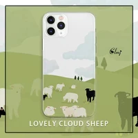 clmj prairie lamb flock cloud phone case for iphone 11 12 13 xs xr for samsung galaxy s22 s21 cute cartoon animal silicone cover