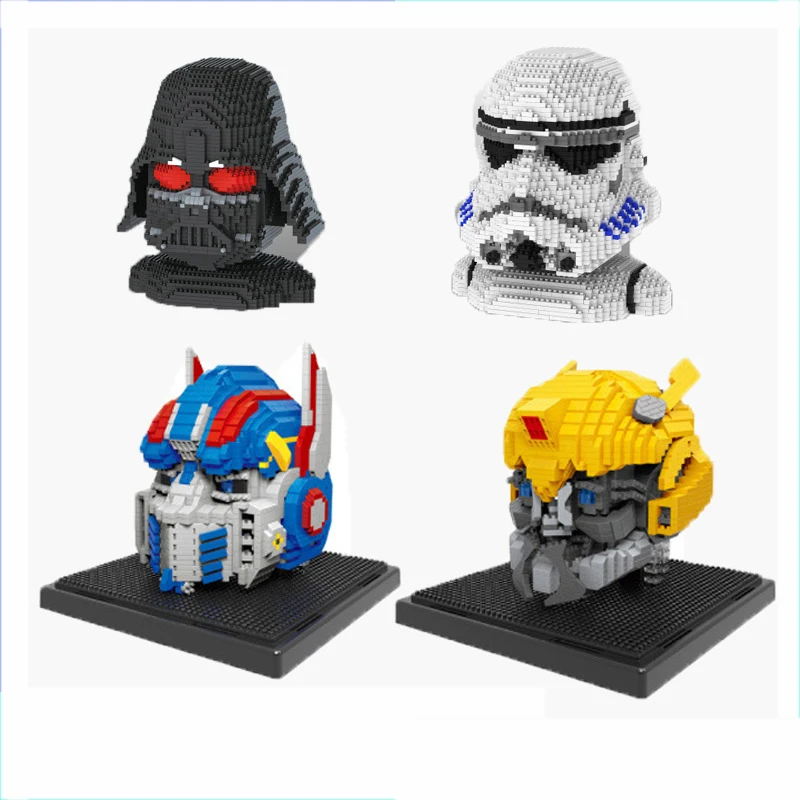 

New Creative Series Robot War Head Model Building Blocks Bumblebee Black And White Warrior Building Blocks Children Toys Gifts