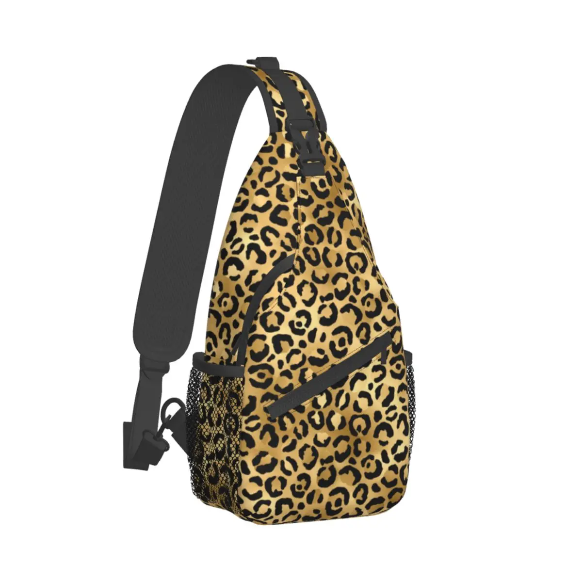 

Черная Золотая нагрудная сумка с леопардовым принтом Гепард животное дорожная сумка через плечо Новинка графическая сумка через плечо школьные уличные сумки на бретельках