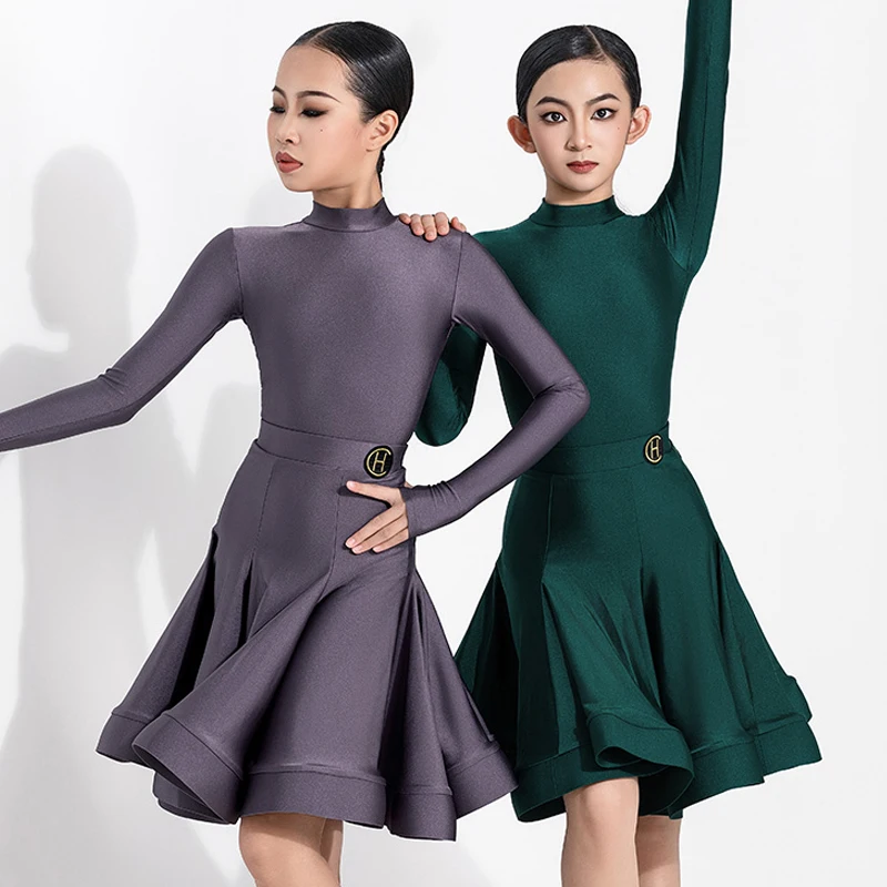 2024 новые костюмы для латинских танцев девочек юбки с длинными рукавами и