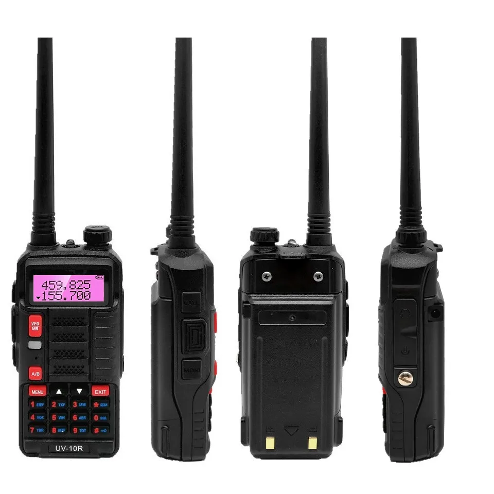 Baofeng Walkie Talkie 10W UV-10R Black Color Long Range Amateur Radio Transceiver VHF UHF Dual Band Ham Radio Station for Truck