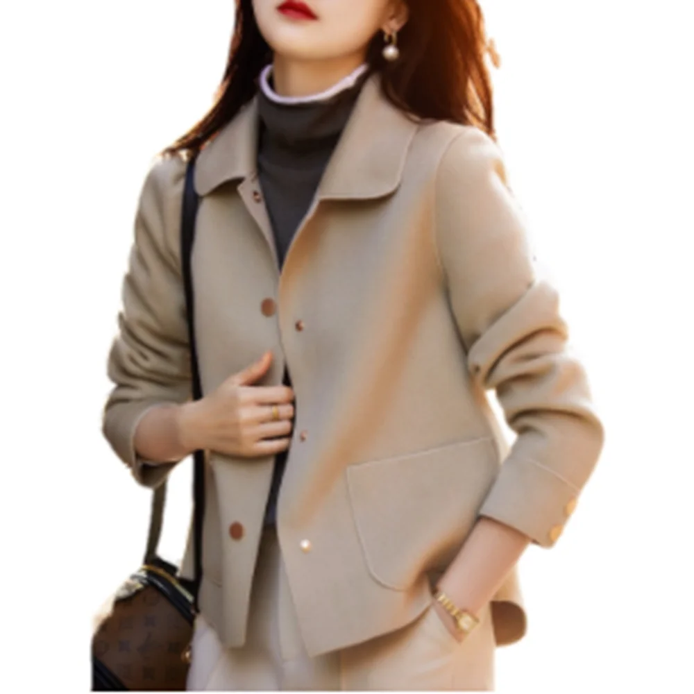 

Simple Lapel Jacket Spring and Autumn 2022 New Temperament, Fashion, Loose and Versatile Woolen Jacket