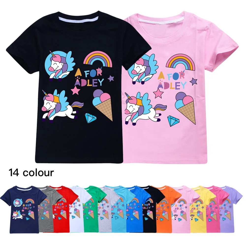 

New Summer Baby Girls Boys cotton short sleeve T-Shirt a for adley Print Kids T-Shirts Funny Children Girls Clothes Casual Tops