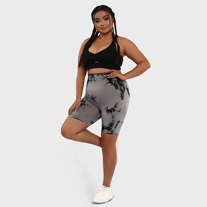 LUOYIYANG Tie Dye Seamless Plus Size Women's Shorts Push Up Gym Booty Lifting Sports Fitness Woman 2023 Yoga Clothing L-3XL
