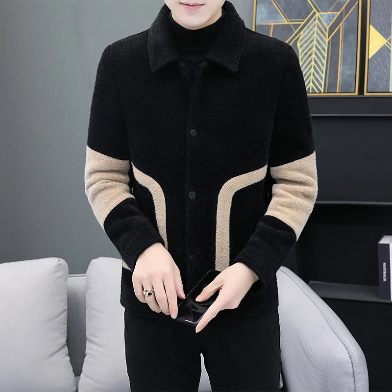 Осенне-зимняя толстая мужская куртка с лацканами в Корейском стиле модная