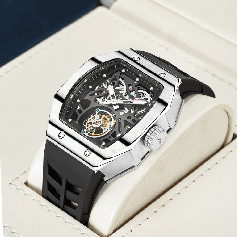 

JINLERY Richard Tourbillon Men Watch Automatic Mechanical Watch for Men Skeleton Watch Luxury Wristwatch Relogio Masculino