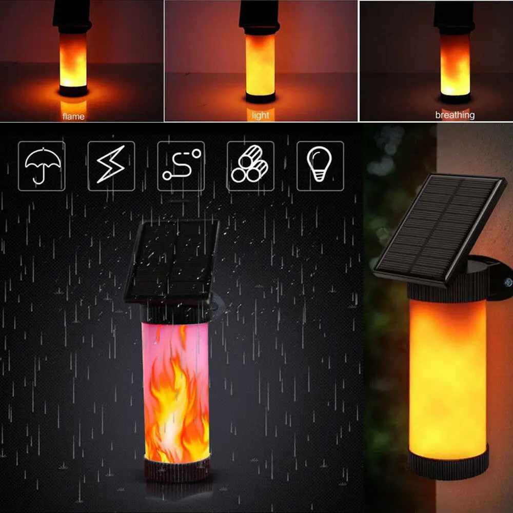 

Creative Solar Lamp LED Solar Powered Flickering Fire Flame Wall Light For Garden Decor Waterproof Outdoor Landscap Lighting