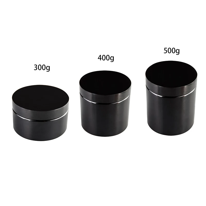 

12pcs 300g 400g 500g Black Empty Cosmetic Cream Bottles Black PET Jar Container For Packaging ,Skin Care Pots Tin