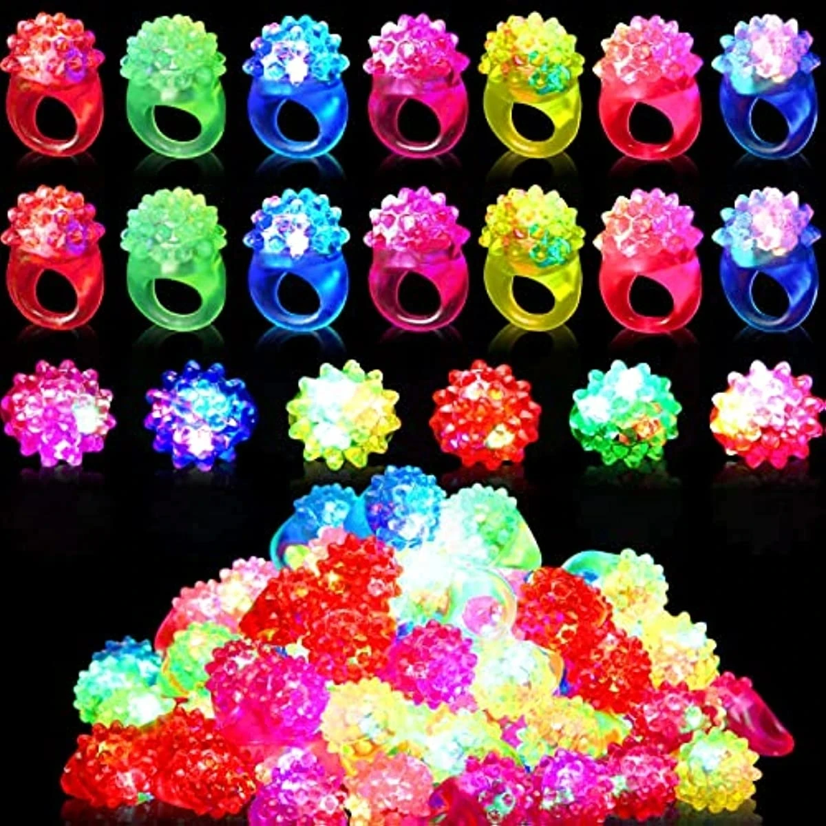 

10/20/30/50/60 Pcs Glowing Rings LED Light Up Luminous Rings Party Favor Toys Flash Led Lights Glow In The Dark Party Supplies
