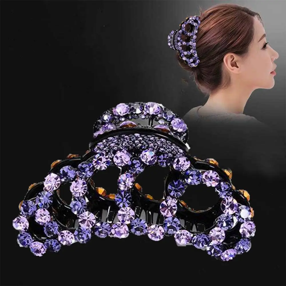 

Elegant Colorful New Rhinestone Girl Acrylic Women Banana Grips Crab Clamp Hair Claws Hair Clips