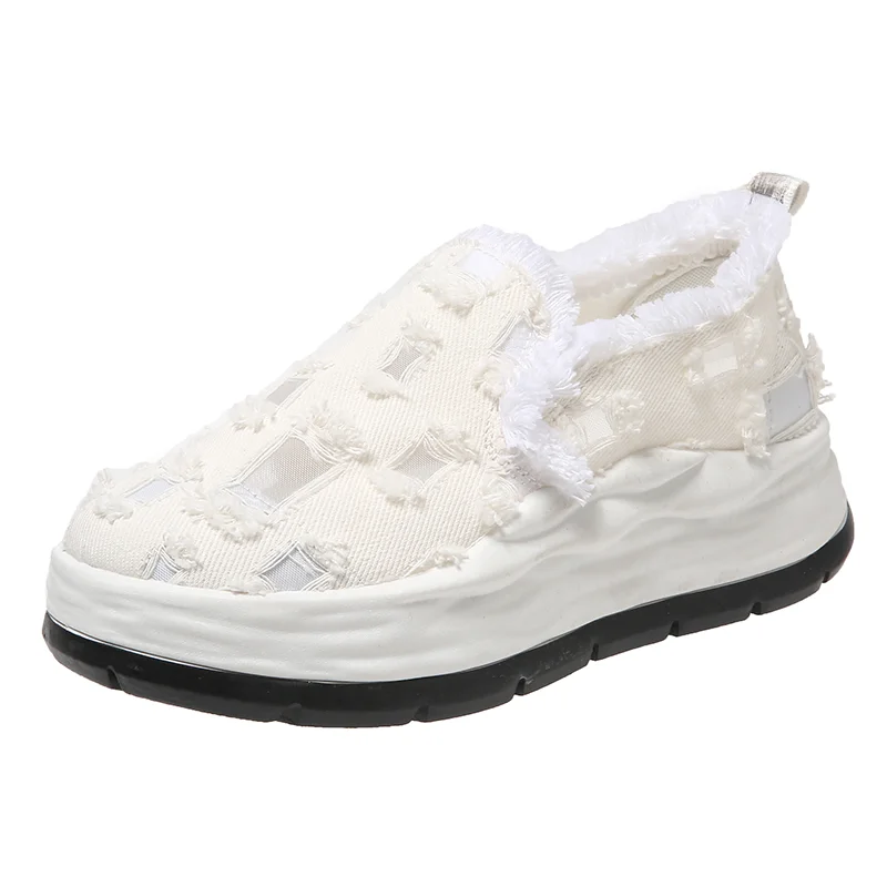 

Popular Canvas Shoes, One Step Women's Shoes, New Summer Fashion Versatile, Thick Sole, Thin, Breathable, Casual Sports Shoes