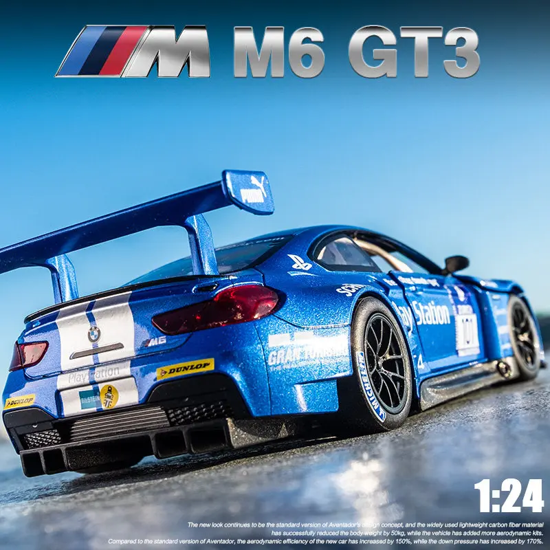 

1:24 BMW M6 GT3 Alloy Sports Car Model Diecasts Metal Toy Racing Car Model Simulation Sound and Light Collection Childrens Gifts