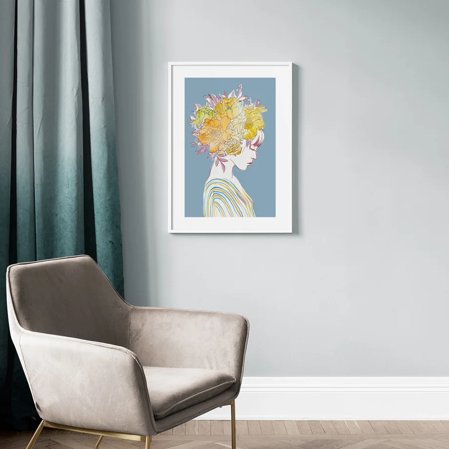 Абстрактная девушка цветок линии человека искусство холст живопись